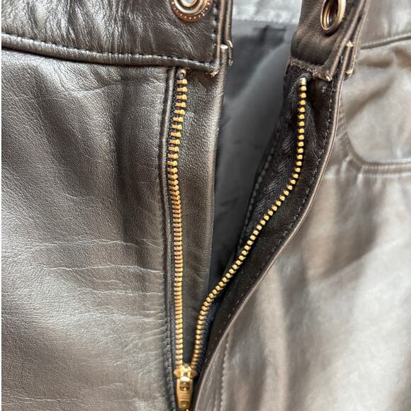 Outride Mens Black Leather Motorcycle Pants Heavy Weight Lined 4 Pocket size 36 - Picture 4 of 16